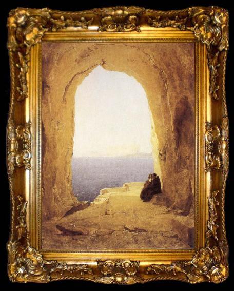 framed  Karl Blechen Monks at the Gulf of Naples, ta009-2
